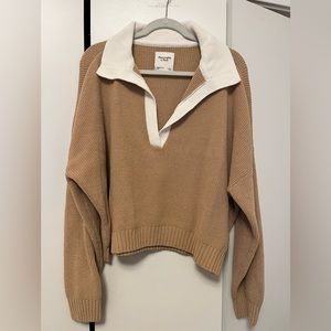 Abercrombie & Fitch Sweater - Tan & White Size L